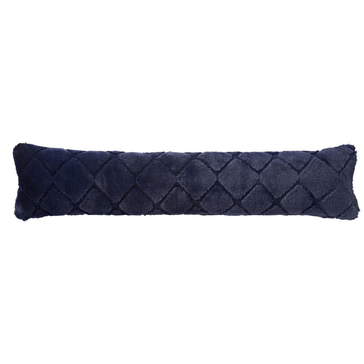 Cosy Diamond Faux Fur Draught Excluder Navy - Ideal