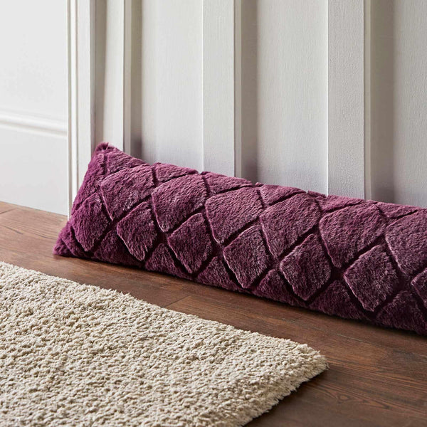 Cosy Diamond Faux Fur Draught Excluder Plum - Ideal