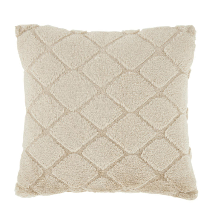 Cosy Diamond Faux Fur Natural Cushion Cover 17" x 17" - Ideal