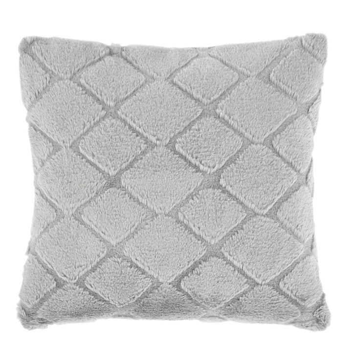 Cosy Diamond Faux Fur Silver Cushion Cover 17" x 17" - Ideal