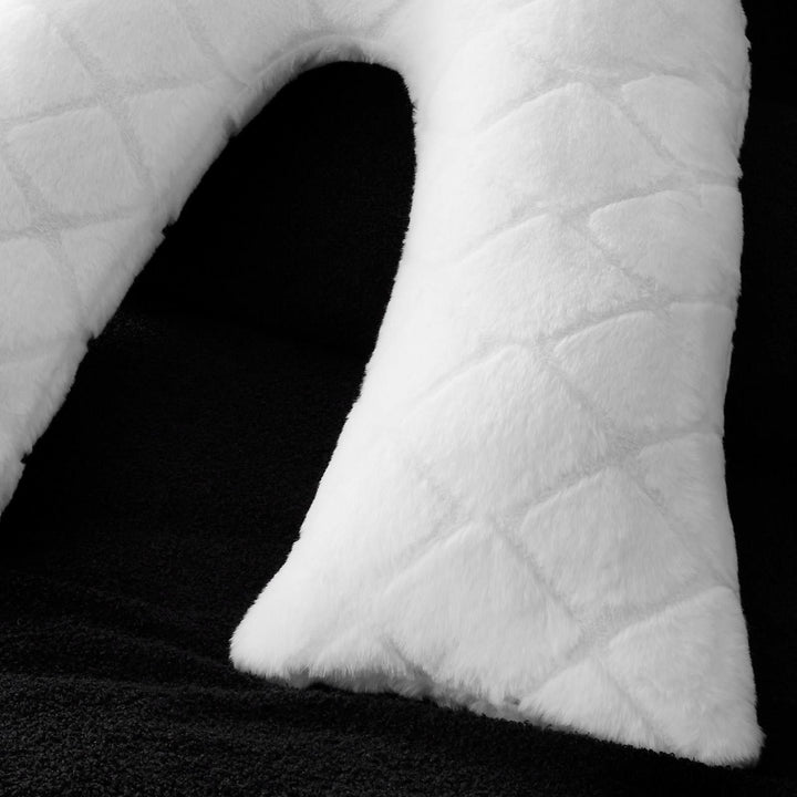 Cosy Diamond Faux Fur V-Shaped Cushion White - Ideal