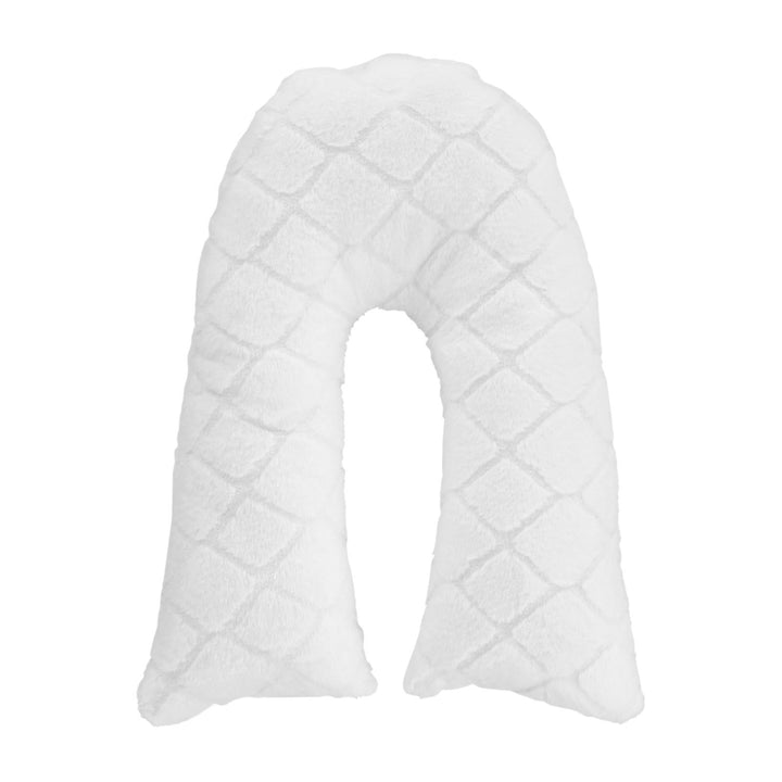 Cosy Diamond Faux Fur V-Shaped Cushion White - Ideal
