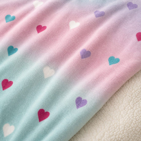 Macro close-up of the duvet cover fabric on the Cosy Ombre Heart Kids Duvet Cover Set