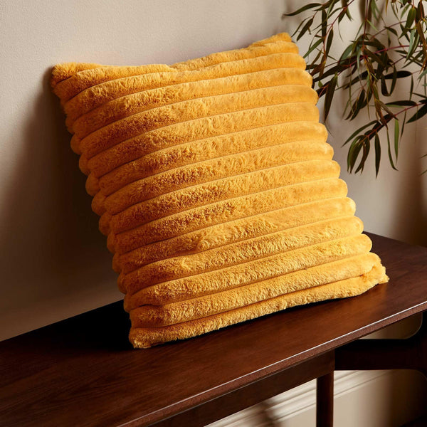 Cosy Ribbed Cushion Cover Mustard 18" x 18" - Ideal