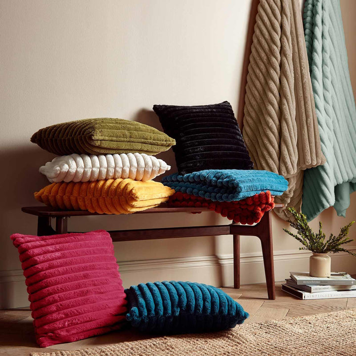 Cosy Ribbed Throw Green - Ideal