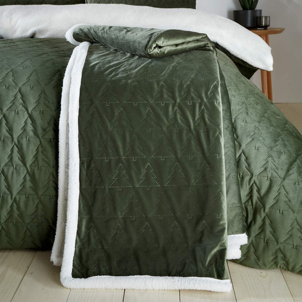 Cosy Soft Christmas Tree Green Throw - Ideal