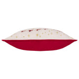 Cotswold Christmas Embroidered Velvet Cushion Cover Cream/Burgundy 30 x 50cm - image 4