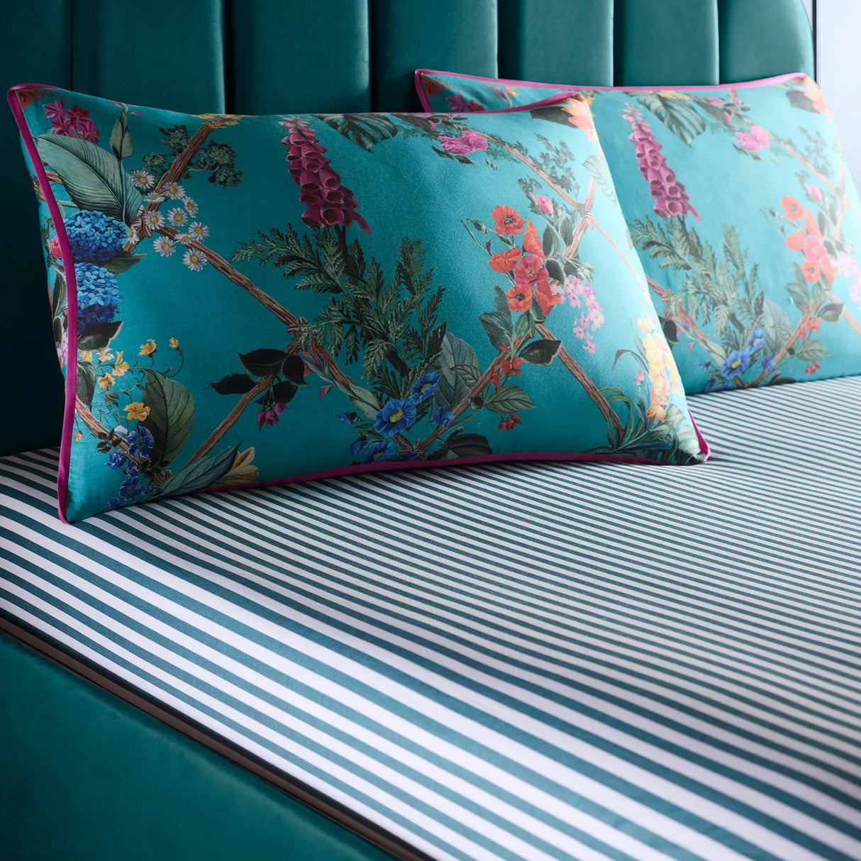 Cotswold Fantasia Teal 100% Cotton 28cm Deep Fitted Sheet - main product image