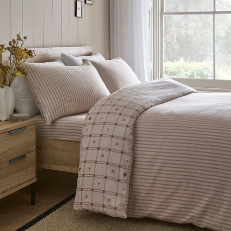 Cottage Check Natural 100% Cotton Duvet Cover Set - product image 4