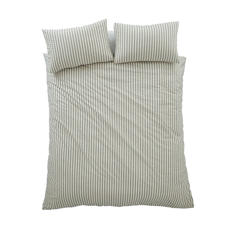 Pineapple Elephant Cotton Rich Woven Stripe Duvet Cover Set with Pillowcase Grey