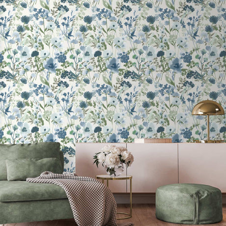 Catherine Lansfield Countryside Floral Wallpaper Blue