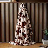 Cow Print Faux Fur Natural Bedspread 150 x 200cm - main product image