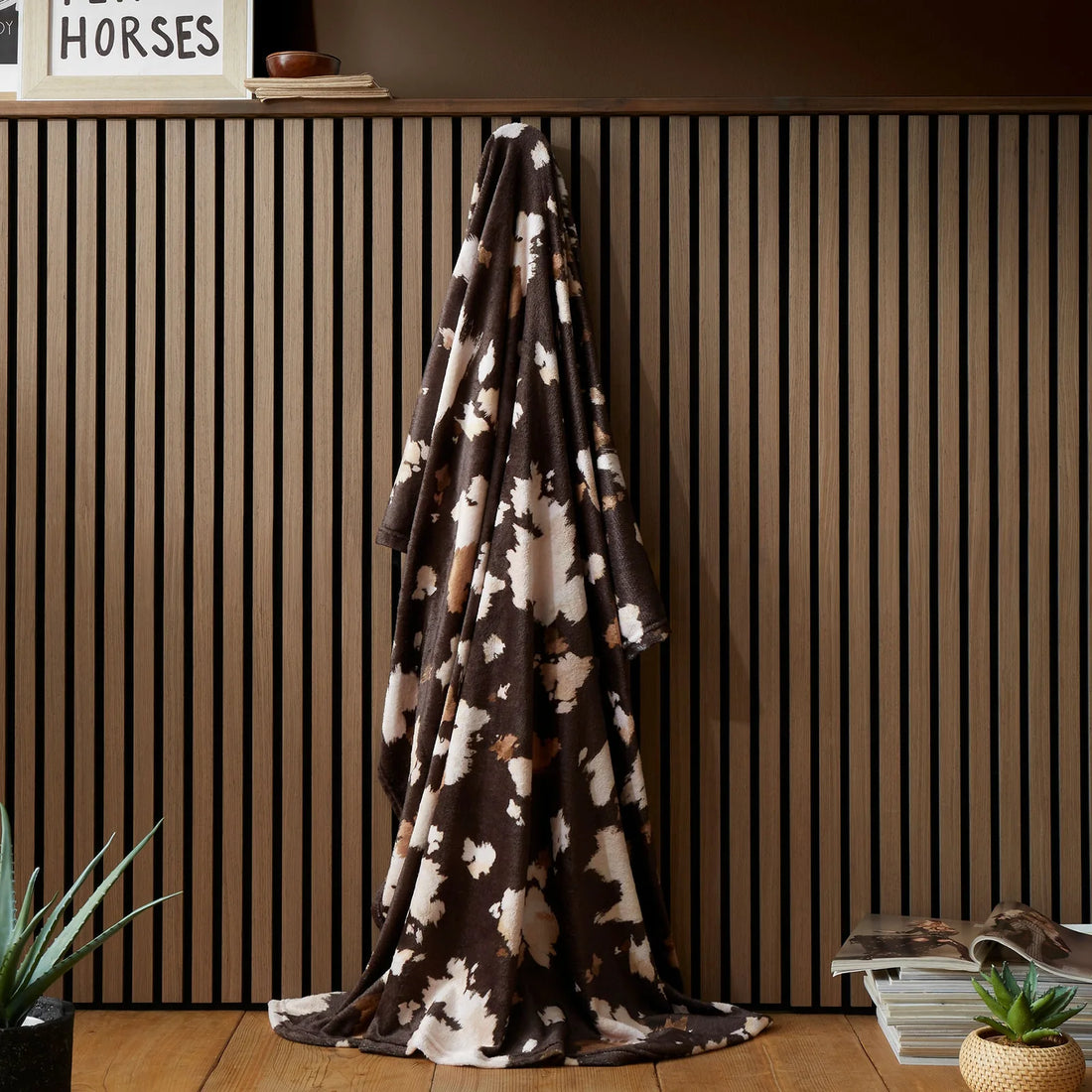 Cow Print Fleece Chocolate Throw Blanket 120 x 150cm