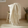 Cozy Woven Tasselled Throw Ecru 140 x 180cm - image 1