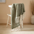 Cozy Woven Tasselled Throw Green 140 x 180cm - image 1