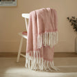 Cozy Woven Tasselled Throw Pink 140 x 180cm - image 1