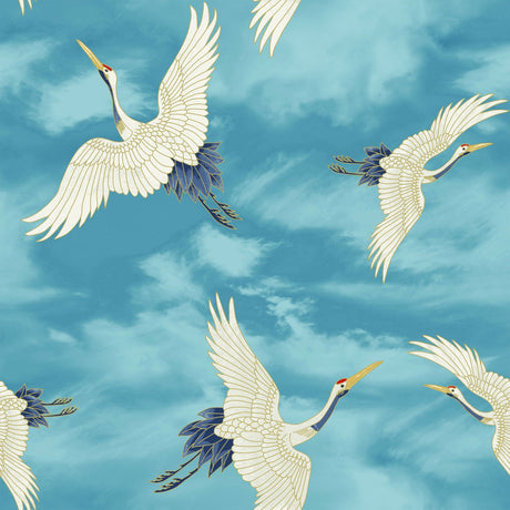 Catherine Lansfield Cranes Wallpaper Blue