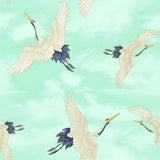 Catherine Lansfield Cranes Wallpaper Duck Egg Blue