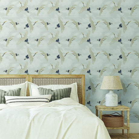 Catherine Lansfield Cranes Wallpaper White