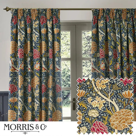 Cray Indigo / Berry Velvet Thermal Blackout Dimout Pencil Pleat Curtains - additional product view 1