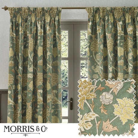Cray Sage / Sunflower Velvet Thermal Blackout Dimout Pencil Pleat Curtains - additional product view 1