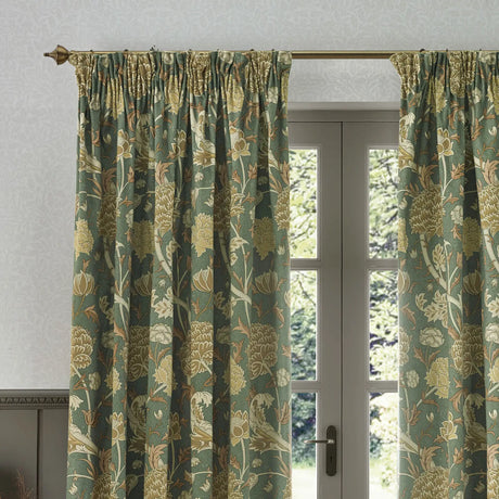 Cray Sage / Sunflower Velvet Thermal Blackout Dimout Pencil Pleat Curtains - additional product view 2
