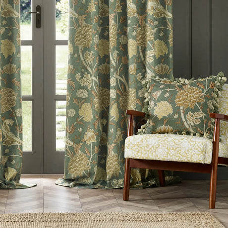 Cray Sage / Sunflower Velvet Thermal Blackout Dimout Pencil Pleat Curtains - additional product view 3