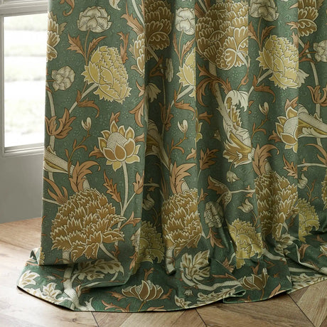 Cray Sage / Sunflower Velvet Thermal Blackout Dimout Pencil Pleat Curtains - additional product view 4