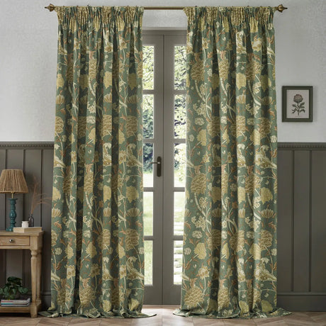 Cray Sage / Sunflower Velvet Thermal Blackout Dimout Pencil Pleat Curtains - additional product view 6