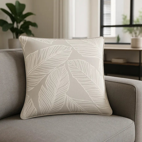 Matteo Leaf Cotton Cushion Cover 43cm x 43cm - Natural
