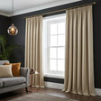 100% Blackout Tape Top Pencil Pleat Curtains - Cream