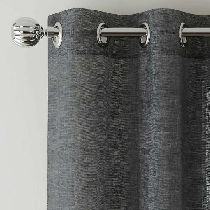 Crete Eyelet Voile Curtain Panel Charcoal - Ideal