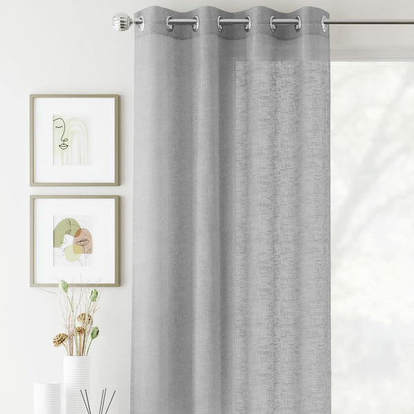 Crete Eyelet Voile Curtain Panel Silver - Ideal