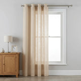 Crete Eyelet Natural Beige Voile Curtains Panel