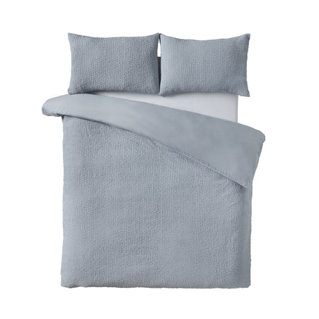 Catherine Lansfield Crinkle Seersucker Duvet Cover Set with Pillowcase Blue