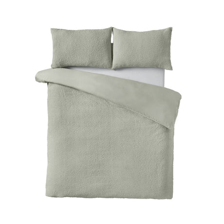 Catherine Lansfield Crinkle Seersucker Duvet Cover Set with Pillowcase Green