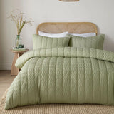 Crinkle Wave Green Easy Care Duvet Cover Set - main product image