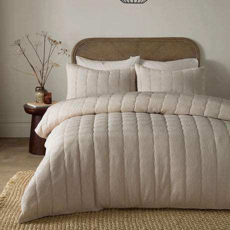 Crinkle Wave Natural Easy Care Duvet Cover Set - main product image
