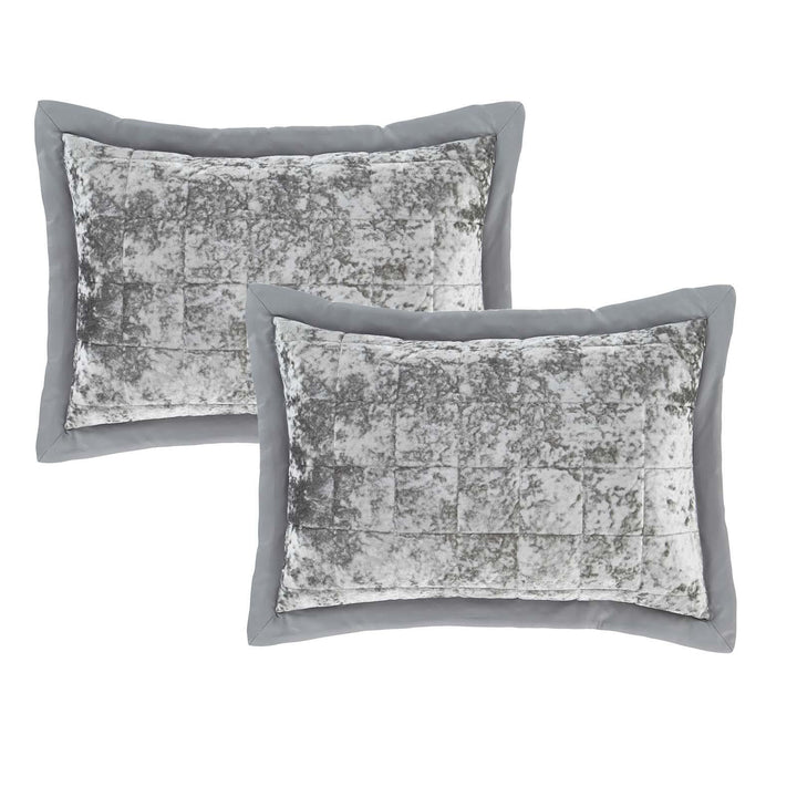 Crushed Velvet Pillow Sham Pair Silver - Ideal