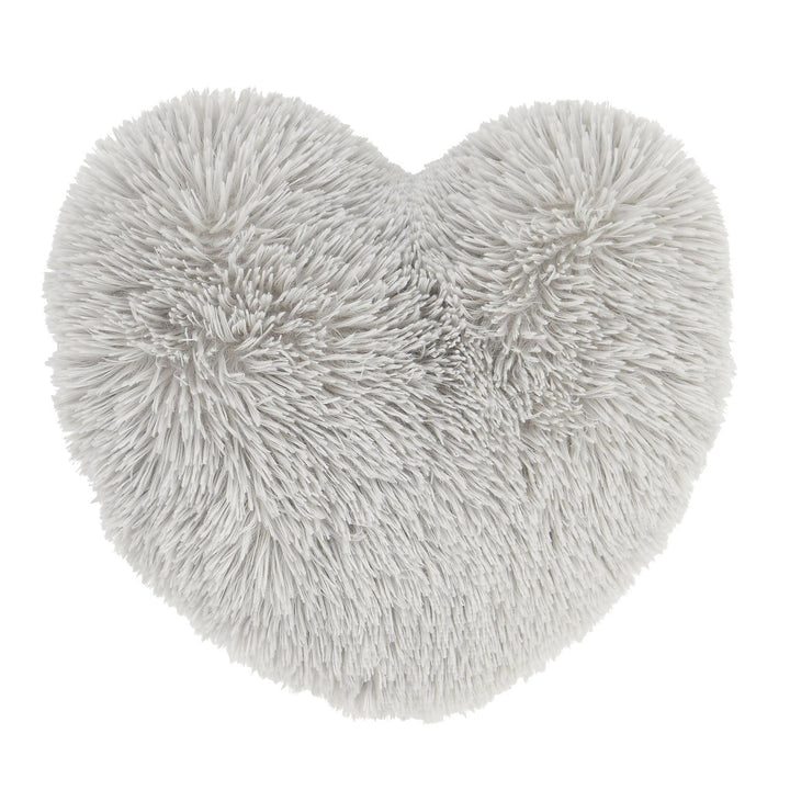 Cuddly Heart Deep Pile Shaped Cushion Silver - Ideal