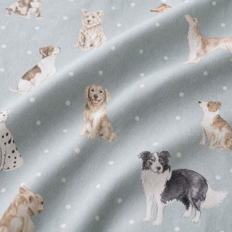 Macro close-up of the polycotton fabric on the Cute Dogs Polycotton Duvet Cover Set