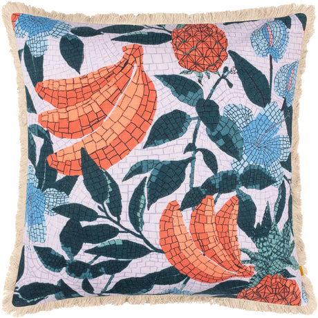 Cypressa Floral Mosaic 100% Cotton Lilac Cushion Cover 50cm x 50cm - additional product view 1