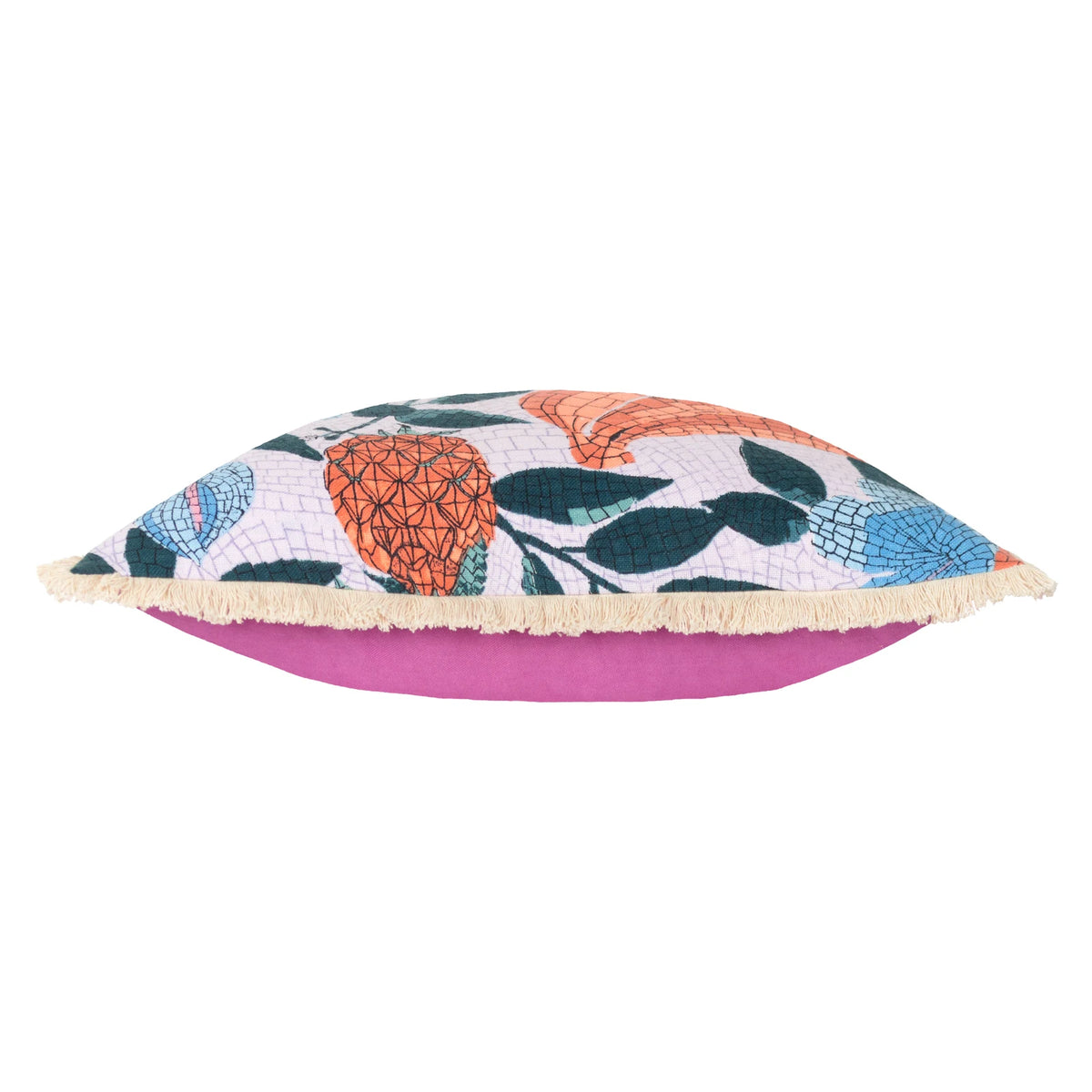 Cypressa Floral Mosaic 100% Cotton Lilac Cushion Cover 50cm x 50cm - additional product view 3