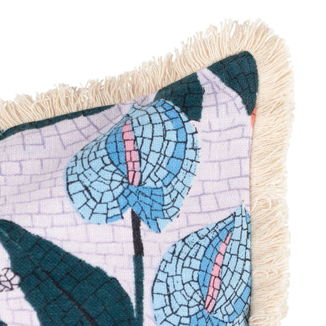 Cypressa Floral Mosaic 100% Cotton Lilac Cushion Cover 50cm x 50cm - additional product view 4