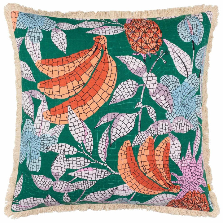 Cypressa Floral Mosaic Teal Cushion Cover 20" x 20" - Ideal