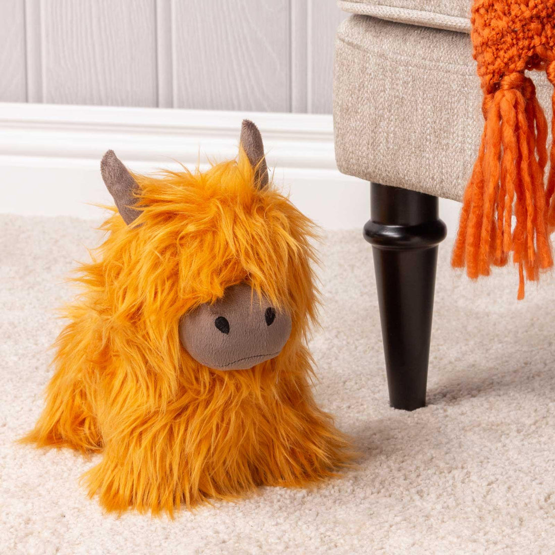 Highland Cow Shaggy Velvet Door Stop