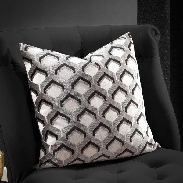 Ledbury Cushion Cover Grey + Black