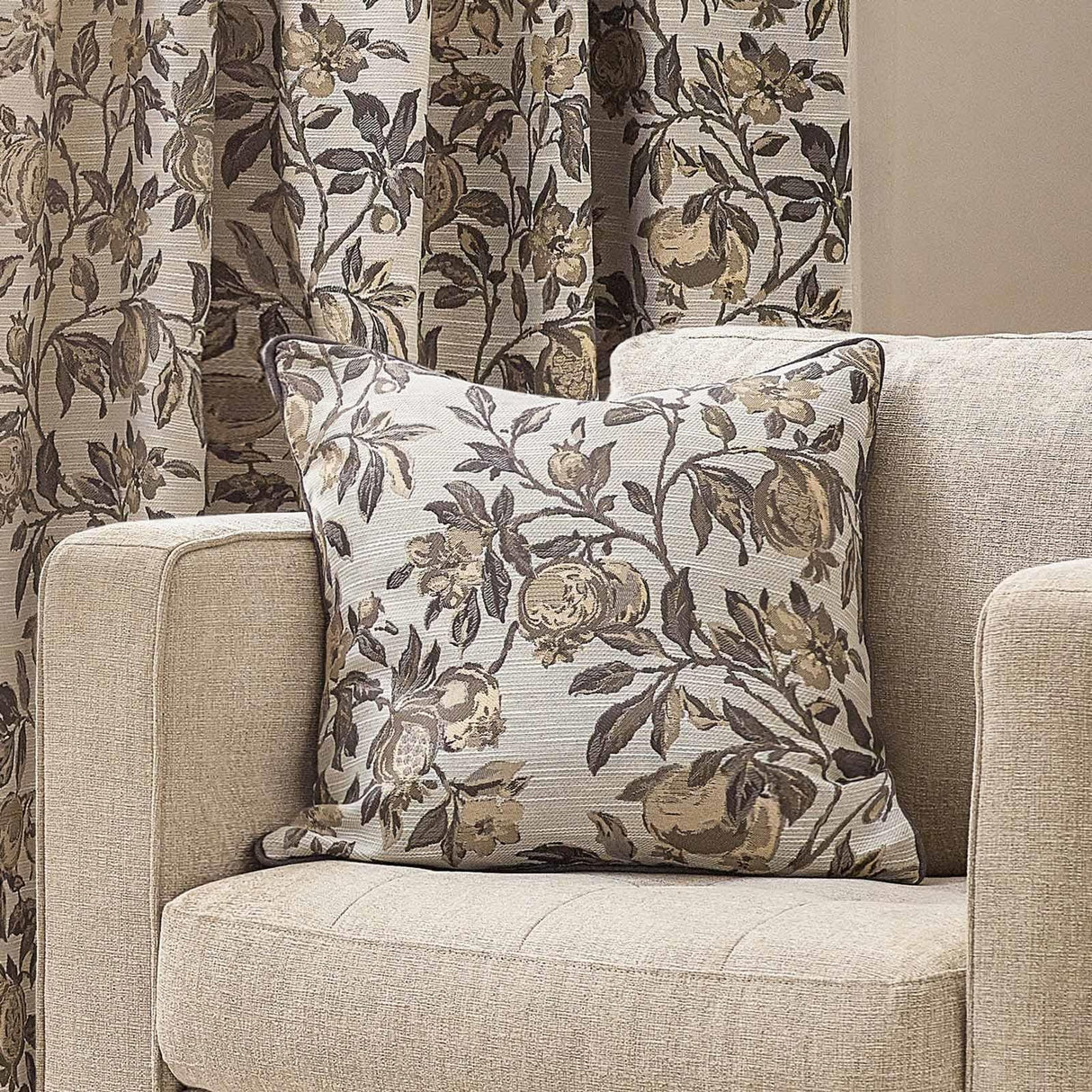 Pomegranate Jacquard Cushion Cover 20" x 20" - Natural