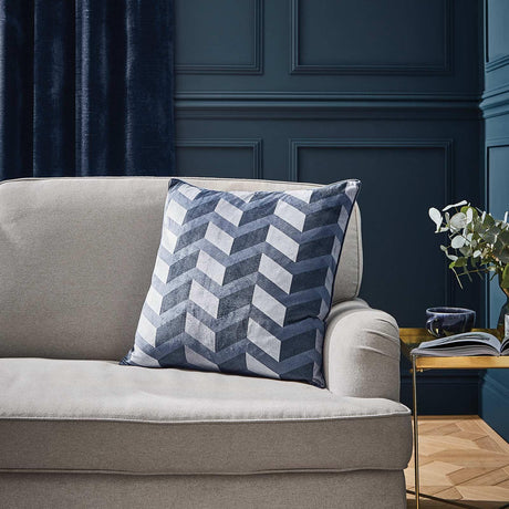 Evander Geo Velour Cushion Cover and Filled Cushion 22" x 22" (55cm x 55cm) by Hyperion Interiors