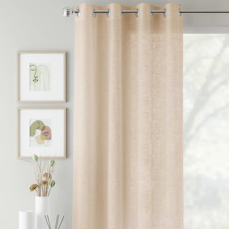 Crete Eyelet Voile Curtain Panel - Natural Beige